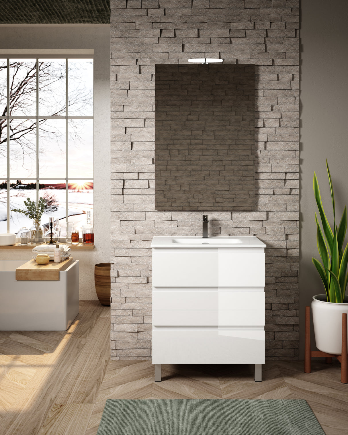 DAX Costa Engineered Wood Single Vanity Cabinet, 28", Glossy White DAX-COS012811