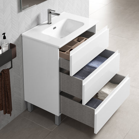 DAX Costa Engineered Wood Single Vanity Cabinet, 28", Glossy White DAX-COS012811
