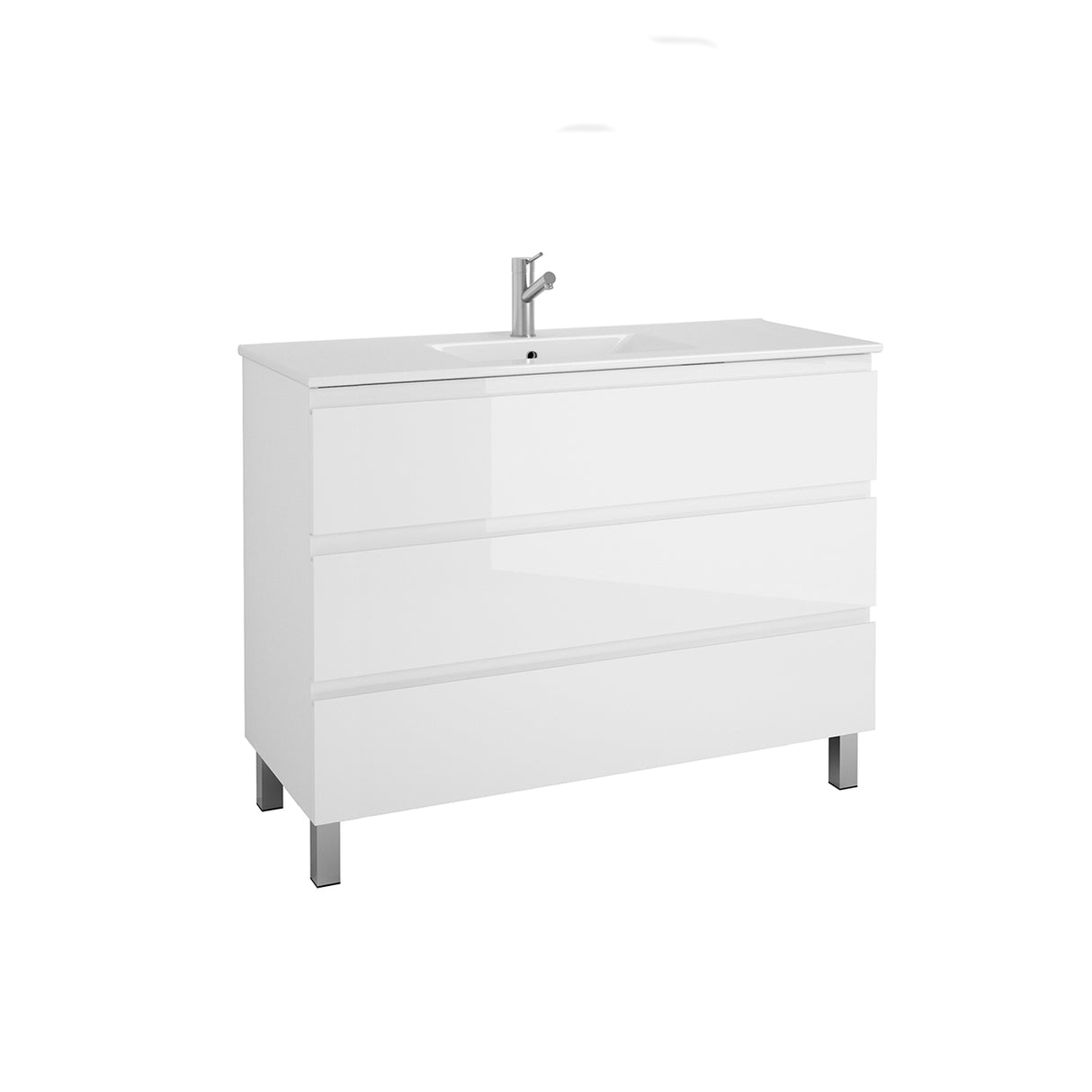 DAX Costa Engineered Wood Vanity Cabinet and Porcelain Basin, White and Onyx DAX-COS014811-ONX