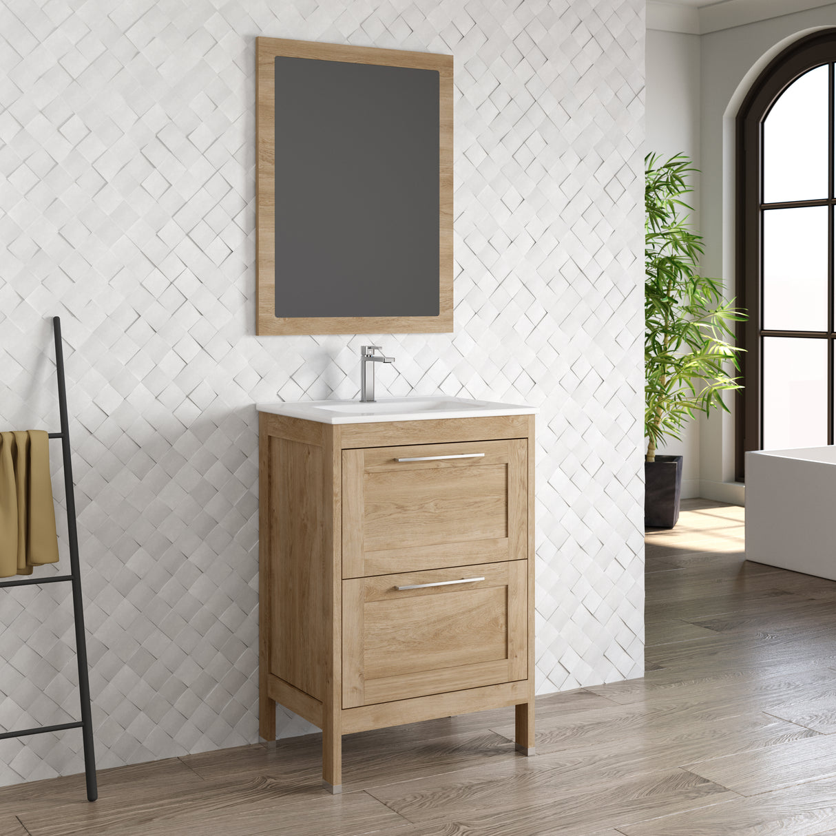 DAX Lakeside Engineered Wood Single Vanity, 24", Oak DAX-LAKE012414