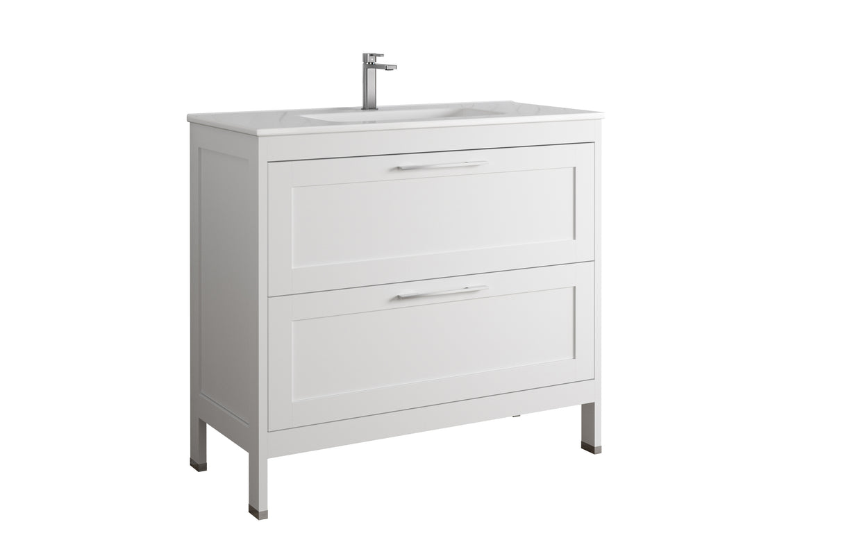 DAX Lakeside Engineered Wood Single Vanity, 40", White DAX-LAKE014011