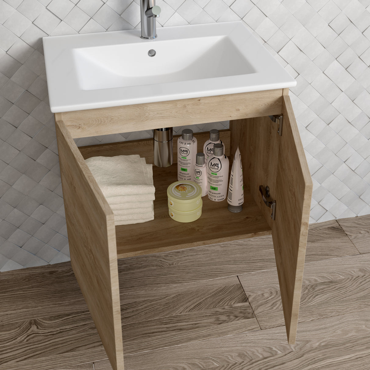 DAX Malibu Engineered Wood Single Vanity Cabinet, 24", Oak DAX-MAL012414