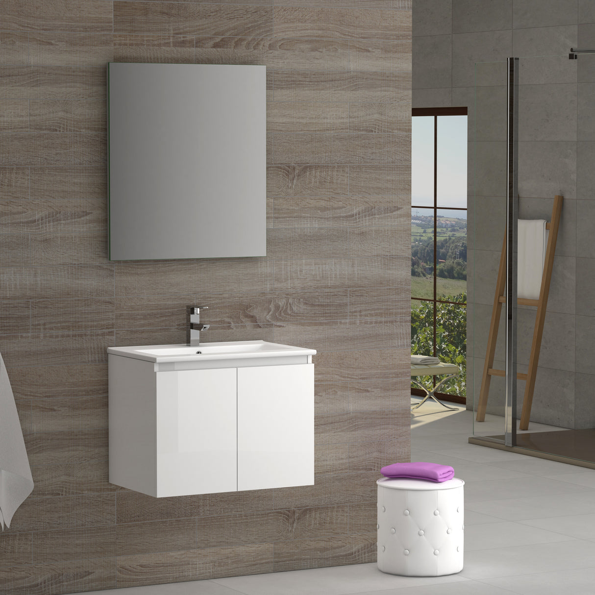 DAX Malibu Engineered Wood Single Vanity Cabinet, 28", Glossy White DAX-MAL012811