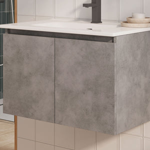 DAX Malibu Single Vanity Cabinet with Onix Basin, 28", Cement DAX-MAL012881-ONX