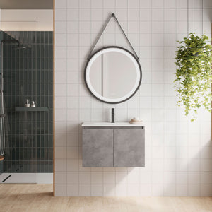DAX Malibu Single Vanity Cabinet with Onix Basin, 28", Cement DAX-MAL012881-ONX