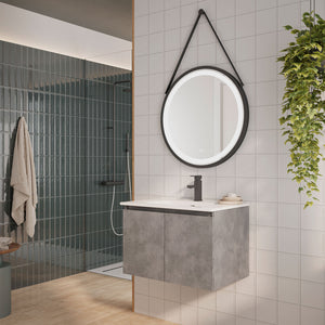 DAX Malibu Single Vanity Cabinet with Onix Basin, 28", Cement DAX-MAL012881-ONX