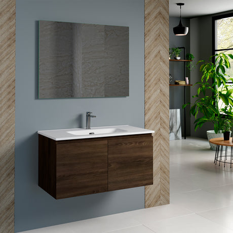 DAX Malibu Engineered Wood Single Vanity Cabinet, 36", Wenge DAX-MAL013613