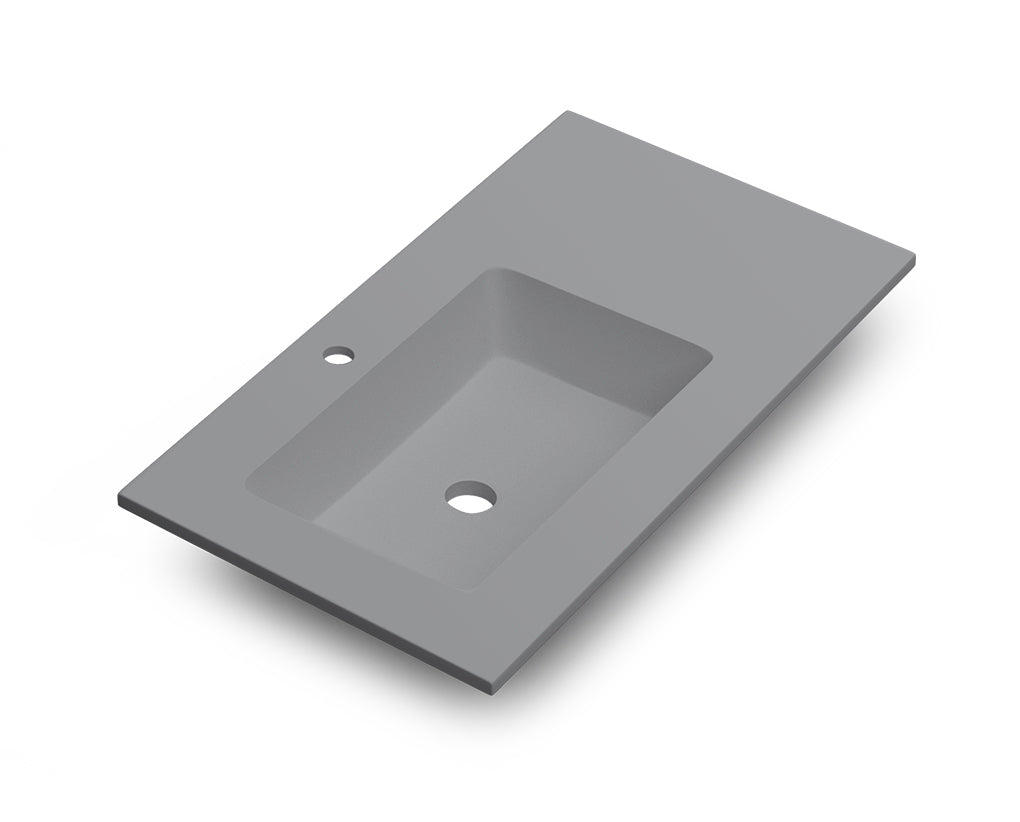DAX Mara Solid Surface Basin with Left Single Bowl 32", Matte Mist DAX-MARA033222L-M