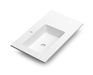 DAX Mara Solid Surface Basin with Left Single Bowl, 32", Matte White DAX-MARA0332L-M