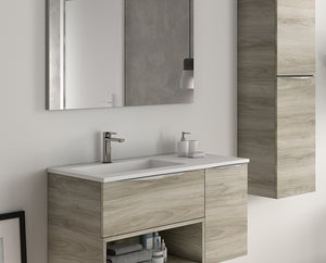 DAX Mara Solid Surface Basin with Left Single Bowl, 36", Matte White DAX-MARA0336L-M