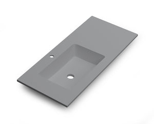 DAX Mara Solid Surface Basin with Left Single Bowl, 40", Matte Mist DAX-MARA034022L-M