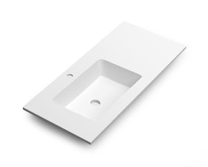 DAX Mara Solid Surface Basin with Left Single Bowl, 40", Matte White DAX-MARA0340L-M