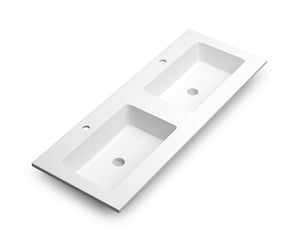 DAX Mara Solid Surface Basin with Double Bowl, 48", Matte White DAX-MARA20348-M