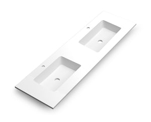 DAX Mara Solid Surface Basin with Double Bowl, 80", Matte White DAX-MARA20380-M