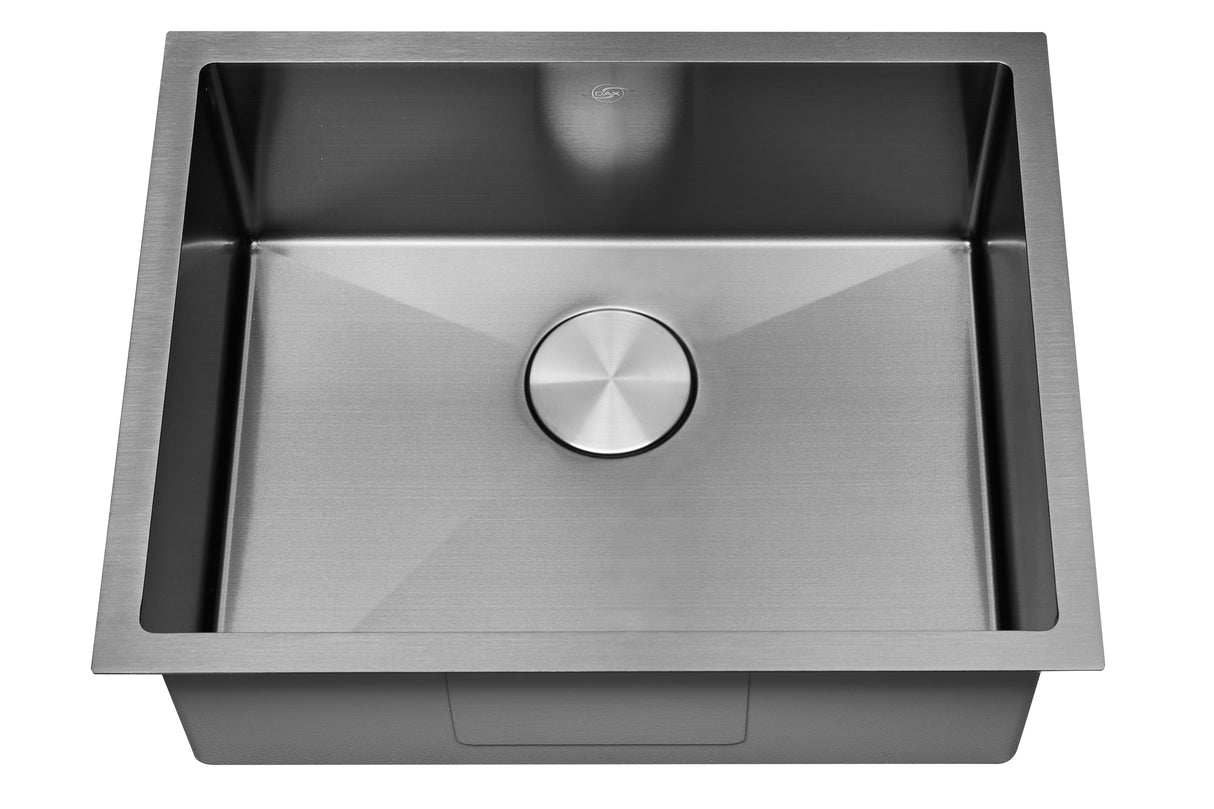 DAX Stainless Steel Handmade Nanometre Single Bowl Undermount Kitchen Sink, 23", Black DAX-NB2318-R10-X