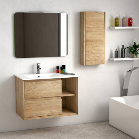 DAX Oceanside Engineered Wood Single Vanity with Left Sink, 36", Oak DAX-OCE013614