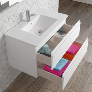 DAX Pasadena Engineered Wood Single Vanity Cabinet, 32", Glossy White DAX-PAS013211