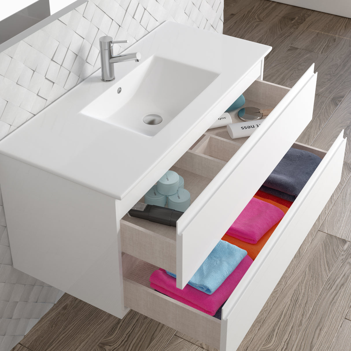DAX Pasadena Engineered Wood Single Vanity Cabinet, 40", Glossy White DAX-PAS014011