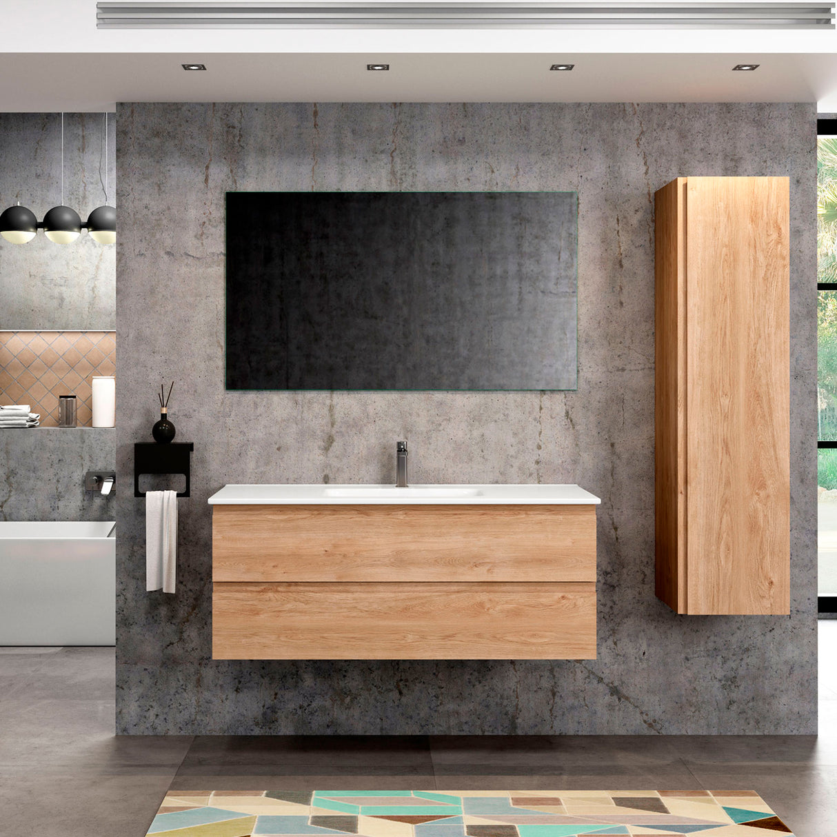 DAX Pasadena Engineered Wood Single Vanity Cabinet, 48", Oak DAX-PAS014814