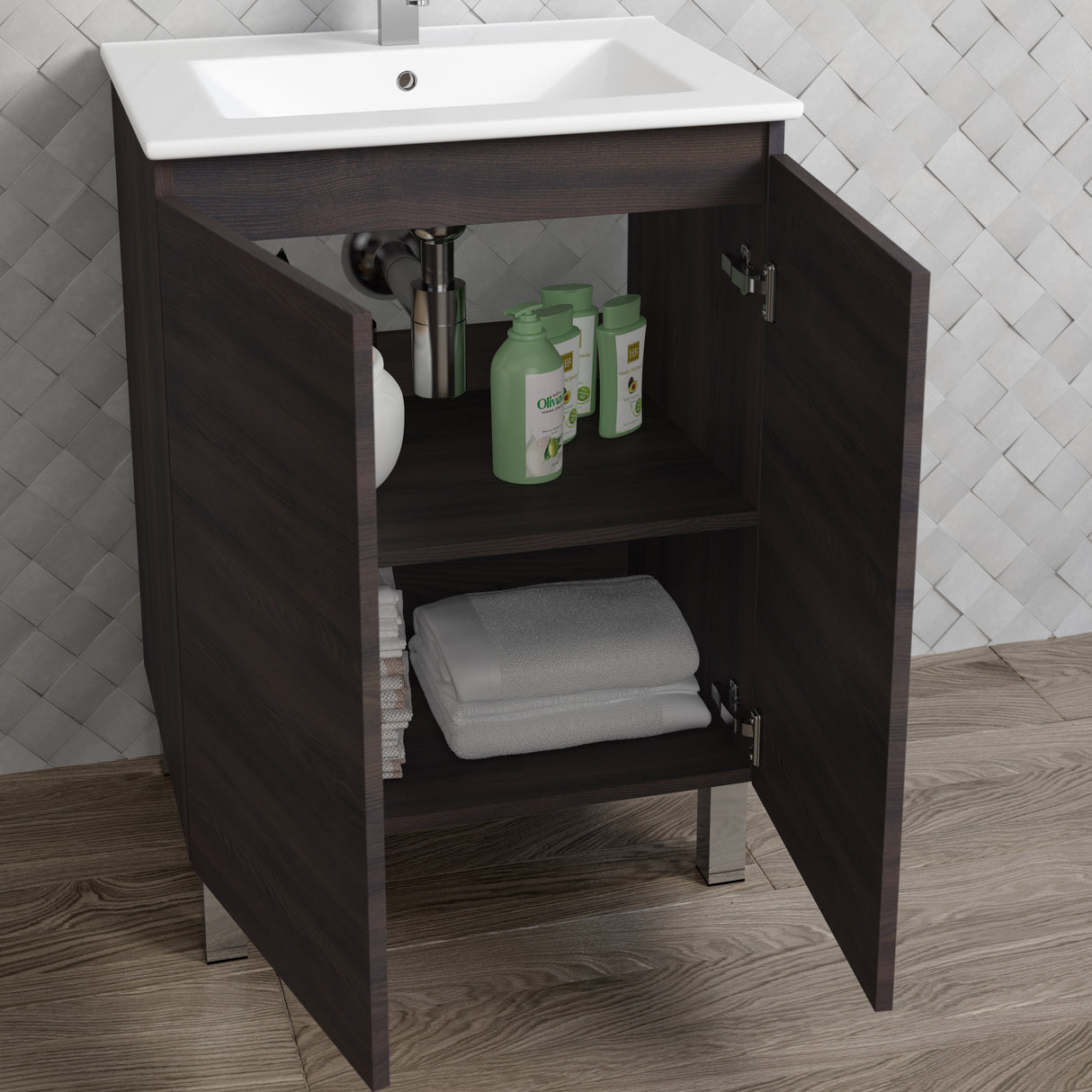 DAX Sunset Engineered Wood Single Vanity, 24", Wenge DAX-SUN012413