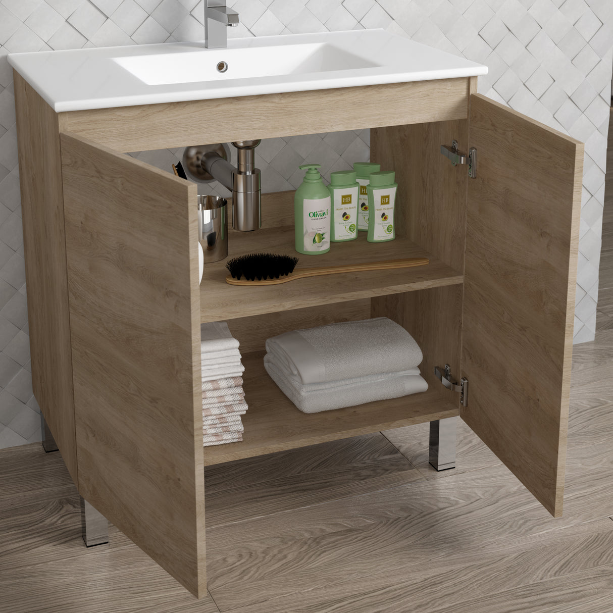 DAX Sunset Engineered Wood Single Vanity, 32", Oak DAX-SUN013214