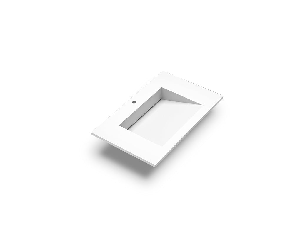 DAX Zen Solid Surface Single Bowl Basin, 28", Matte White DAX-ZEN0328-M