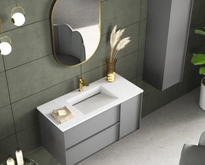 DAX Zen Solid Surface Single Bowl Basin, 48", Matte White DAX-ZEN0348-M