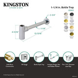 Trimscape DD8102 1-1/4 Inch O.D. Brass Round Bottle Trap, Polished Brass