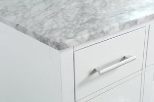 London 54" Single Sink Vanity in White with Marble Vanity Top with Matching Mirror