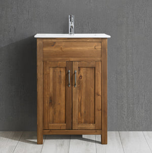 Bryson 24" Single Sink Vanity In Walnut with Porcelain Top