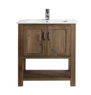 Austin 30" Single Sink Vanity In Walnut with Porcelain Top