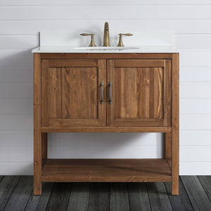 Austin 36" Vanity Base Built With Reclaimed Wood in Walnut Finish