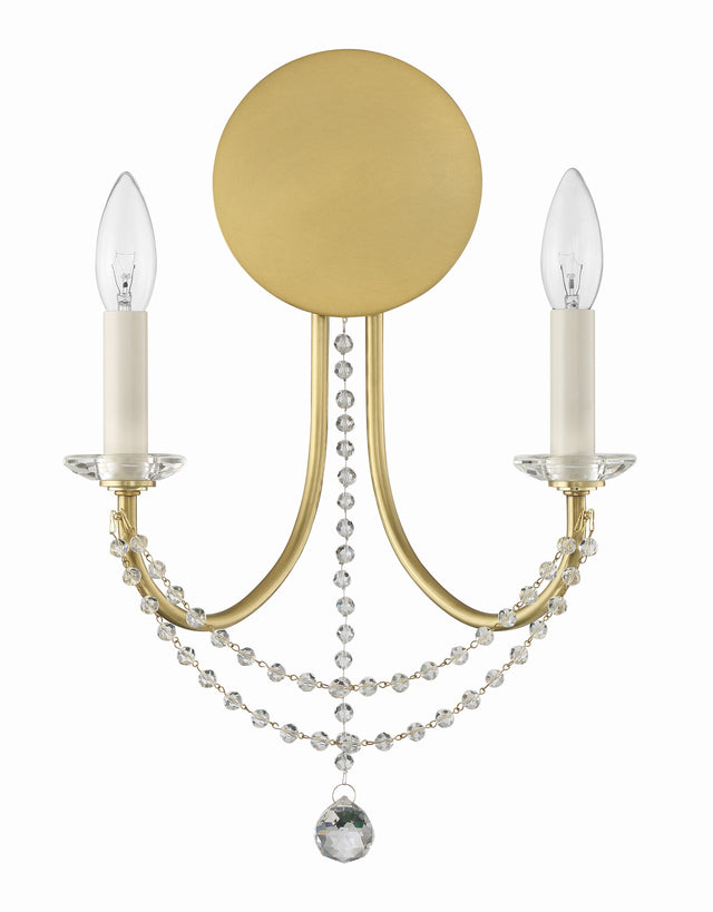 Delilah 2 Light Aged Brass Sconce DEL-90802-AG