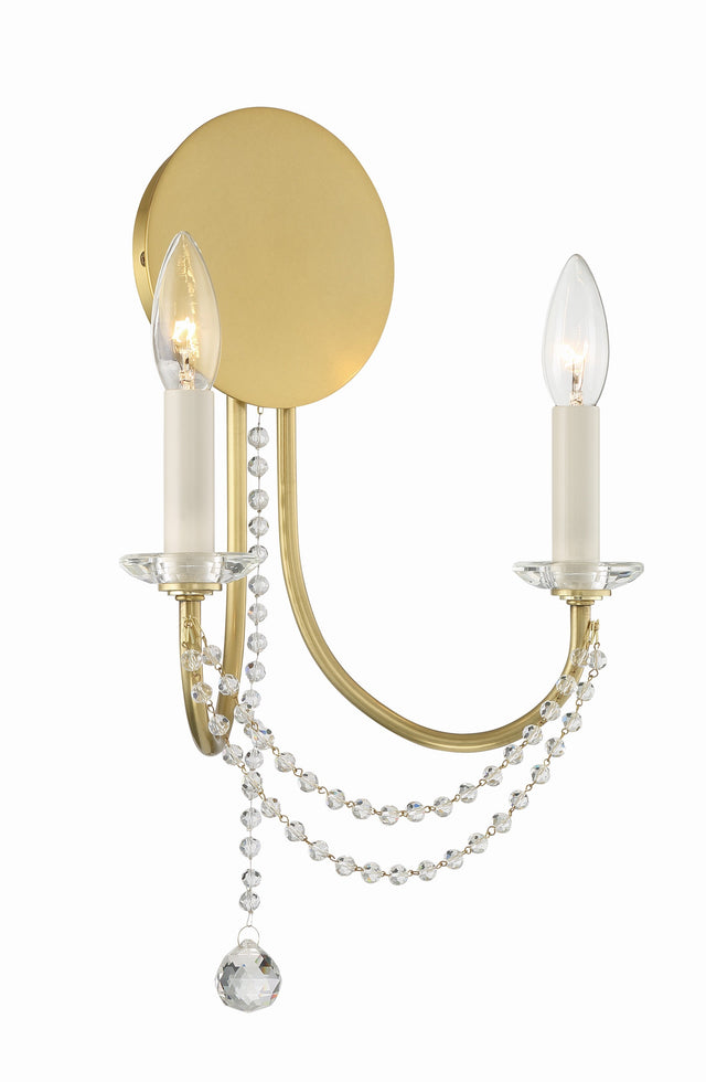 Delilah 2 Light Aged Brass Sconce DEL-90802-AG