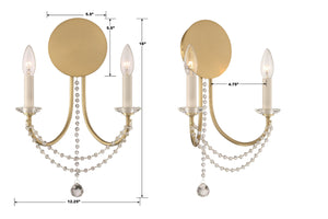 Delilah 2 Light Aged Brass Sconce DEL-90802-AG