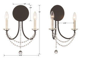 Delilah 2 Light Aged Brass Sconce DEL-90802-AG
