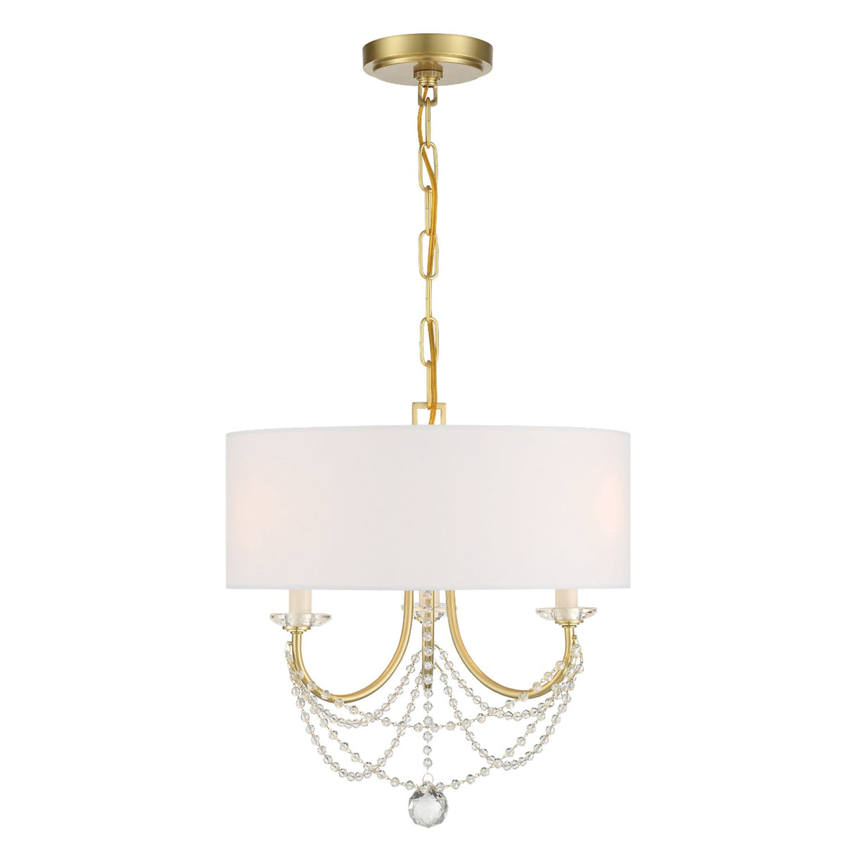 Delilah 3 Light Aged Brass Mini Chandelier DEL-90803-AG