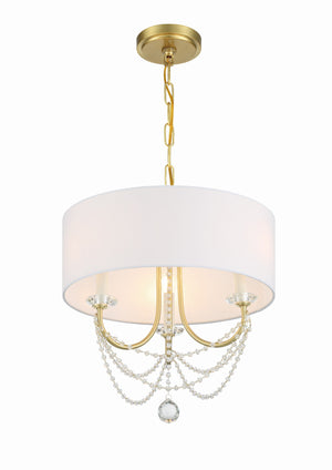 Delilah 3 Light Aged Brass Mini Chandelier DEL-90803-AG