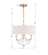 Delilah 3 Light Aged Brass Mini Chandelier DEL-90803-AG