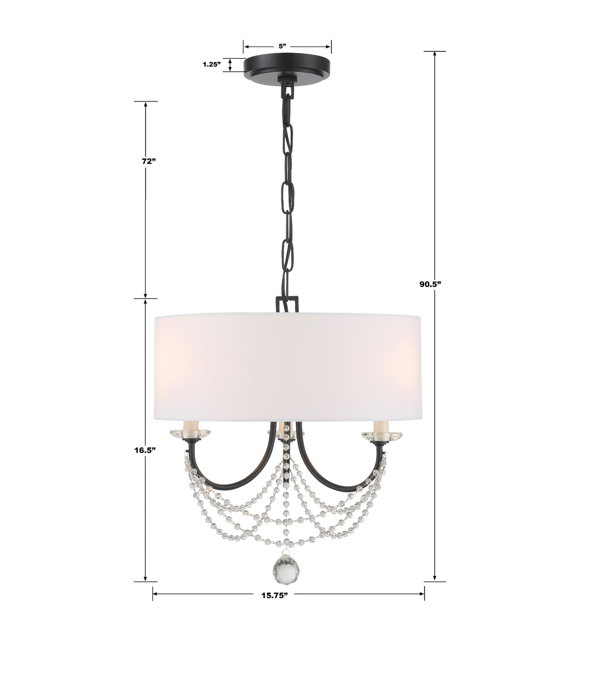 Delilah 3 Light Aged Brass Mini Chandelier DEL-90803-AG