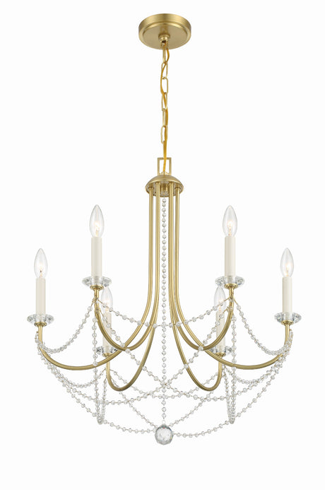 Delilah 6 Light Aged Brass Chandelier DEL-90806-AG