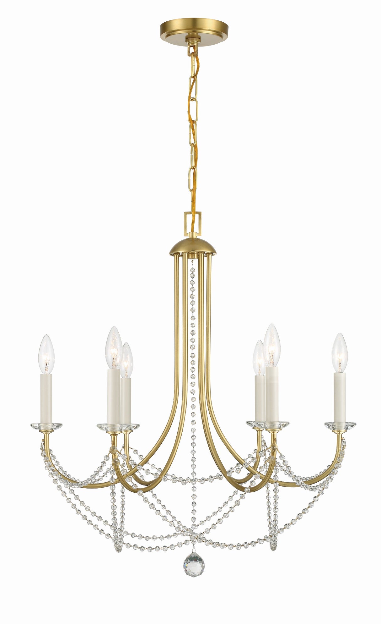 Delilah 6 Light Aged Brass Chandelier DEL-90806-AG