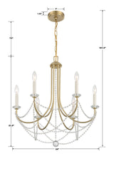 Delilah 6 Light Aged Brass Chandelier DEL-90806-AG