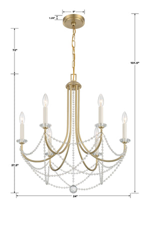 Delilah 6 Light Aged Brass Chandelier DEL-90806-AG