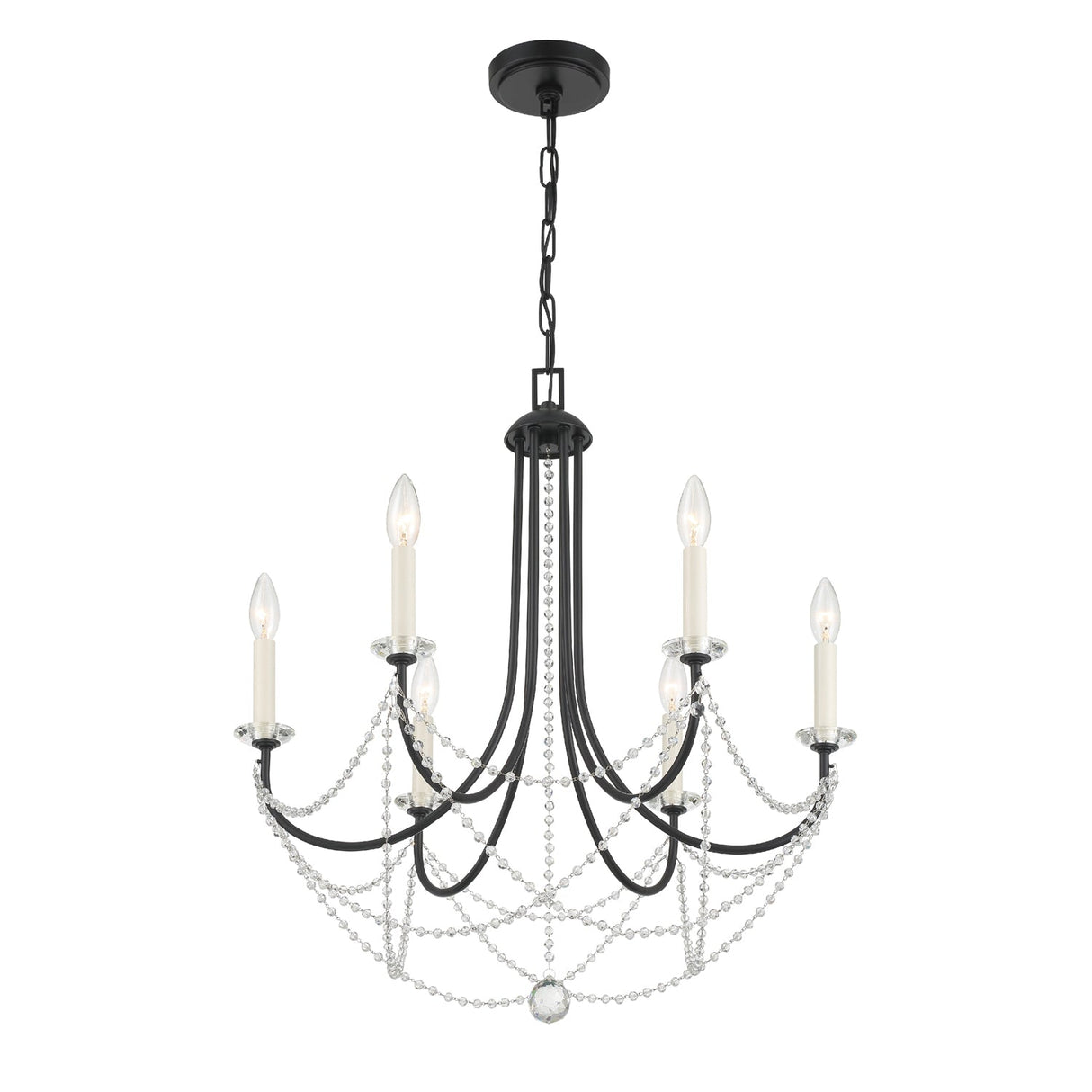 Delilah 6 Light Matte Black Chandelier DEL-90806-MK