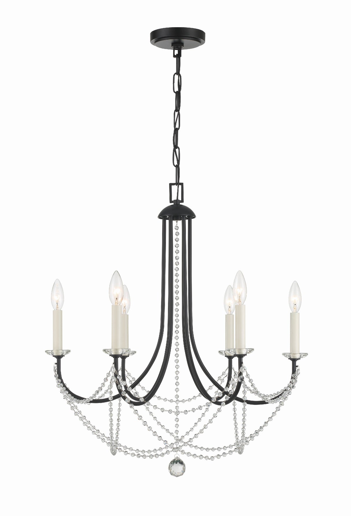 Delilah 6 Light Aged Brass Chandelier DEL-90806-AG