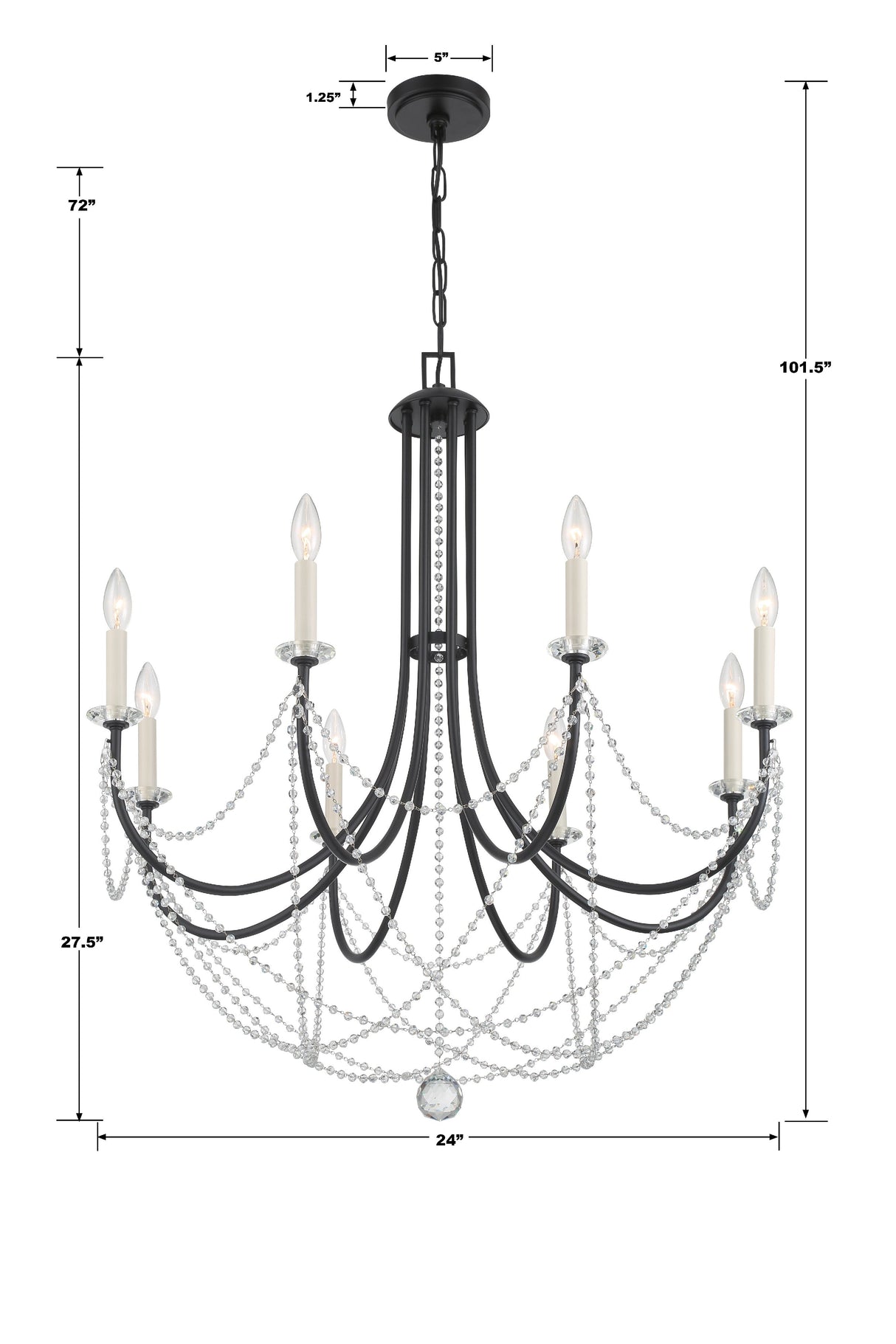 Delilah 6 Light Aged Brass Chandelier DEL-90806-AG