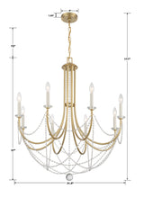 Delilah 8 Light Aged Brass Chandelier DEL-90808-AG