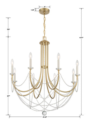 Delilah 8 Light Aged Brass Chandelier DEL-90808-AG