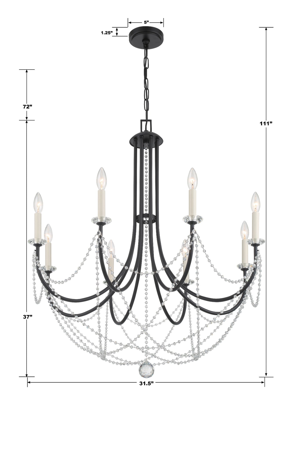 Delilah 8 Light Aged Brass Chandelier DEL-90808-AG